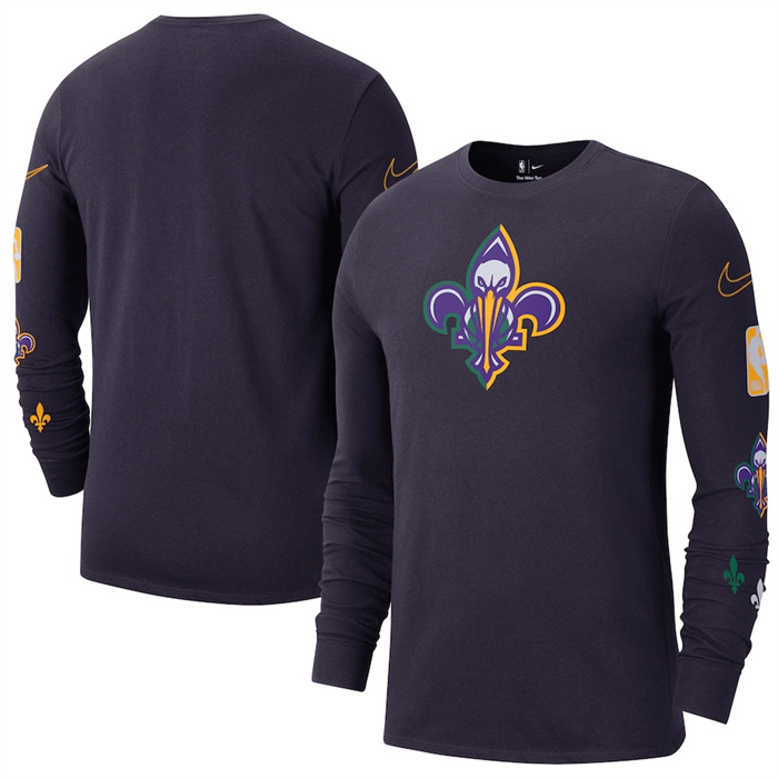 Men's New Orleans Pelicans Navy 2022/23 City Edition Essential Expressive Long Sleeve T-Shirt